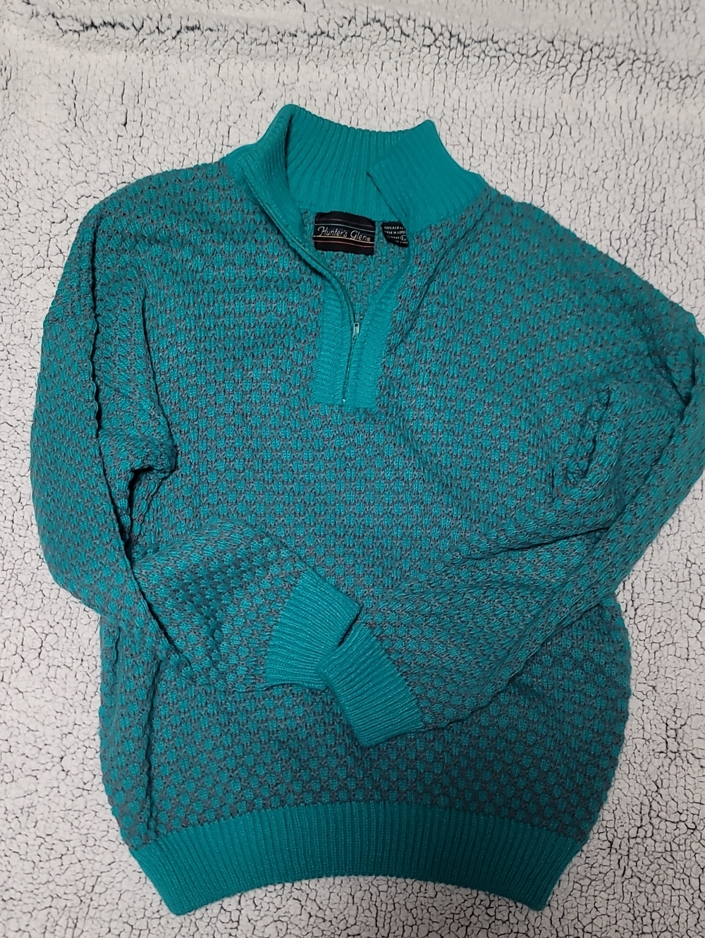 Teal Quarter-Zip Knit Sweater - Men